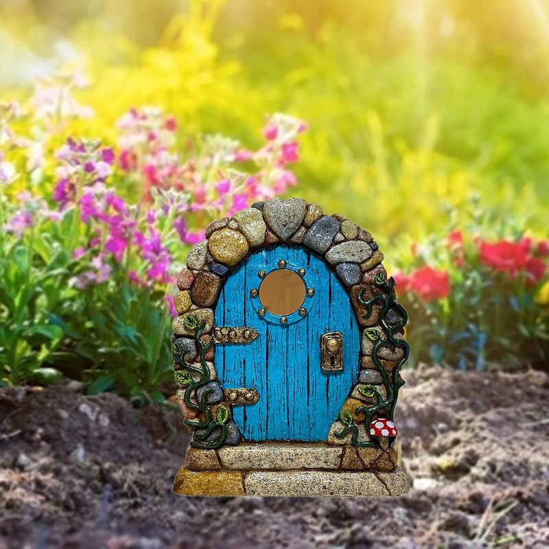 SETOFI Fairy Door for Tree, Wooden Fairy Doors Elf Door Miniature Wood Doors for Garden Yard Trees Ornaments (A) - Image 3